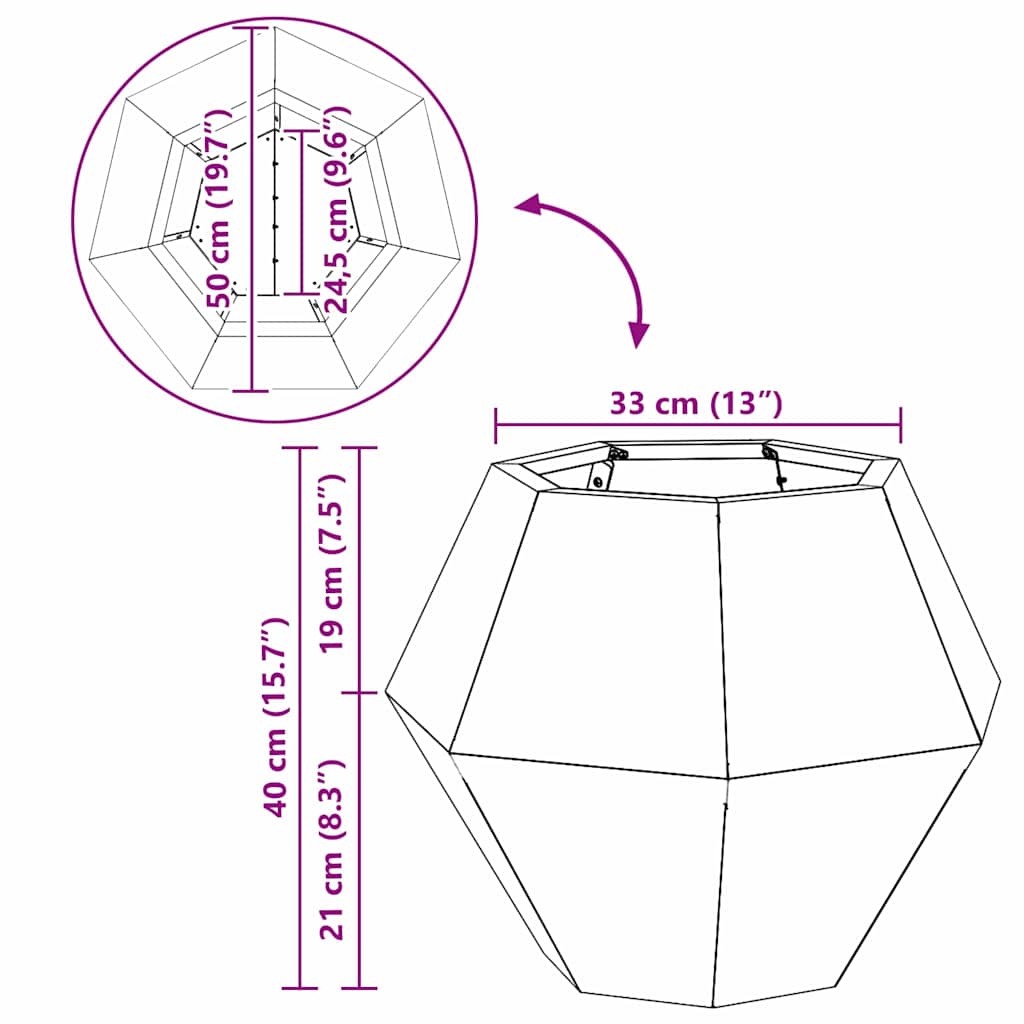 Planteringskärl 2 pcs Vit 50 x 50 x 40 cm Stål