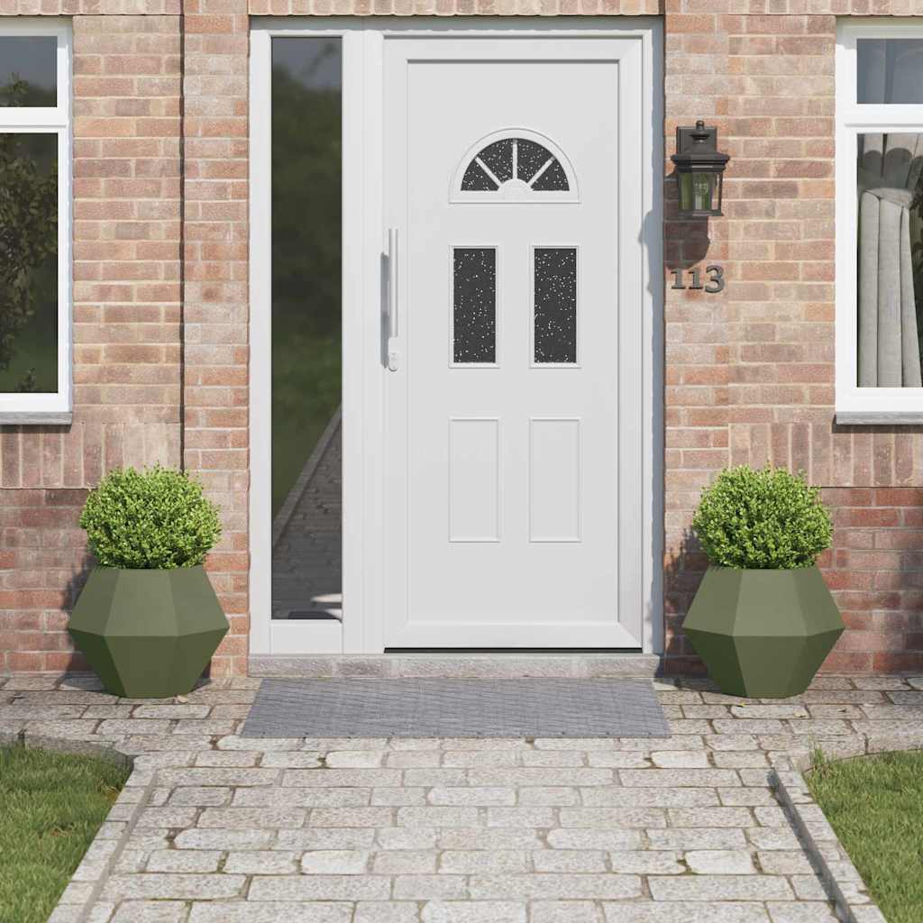 Planteringskärl 2 pcs Olivgrön 50 x 50 x 40 cm Stål