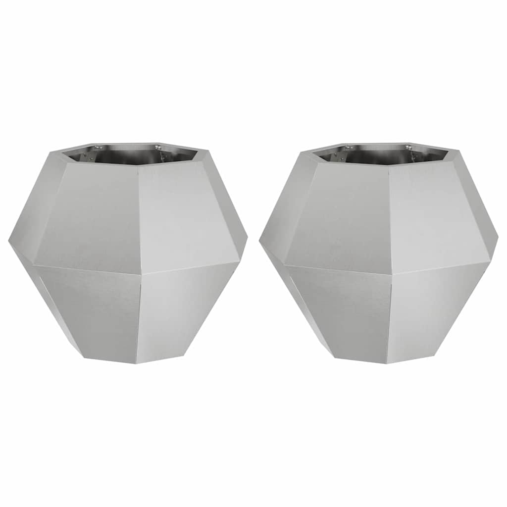 Planteringskärl 2 pcs Silver 50 x 50 x 40 cm Rostfritt stål