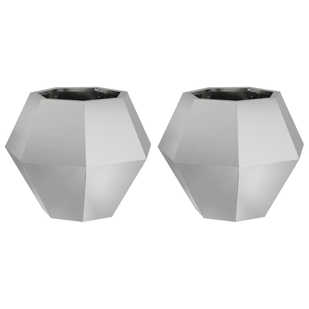 Planteringskärl 2 pcs Silver 50 x 50 x 40 cm Galvaniserat Stål