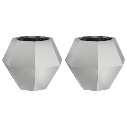 Planteringskärl 2 pcs Silver 50 x 50 x 40 cm Galvaniserat Stål