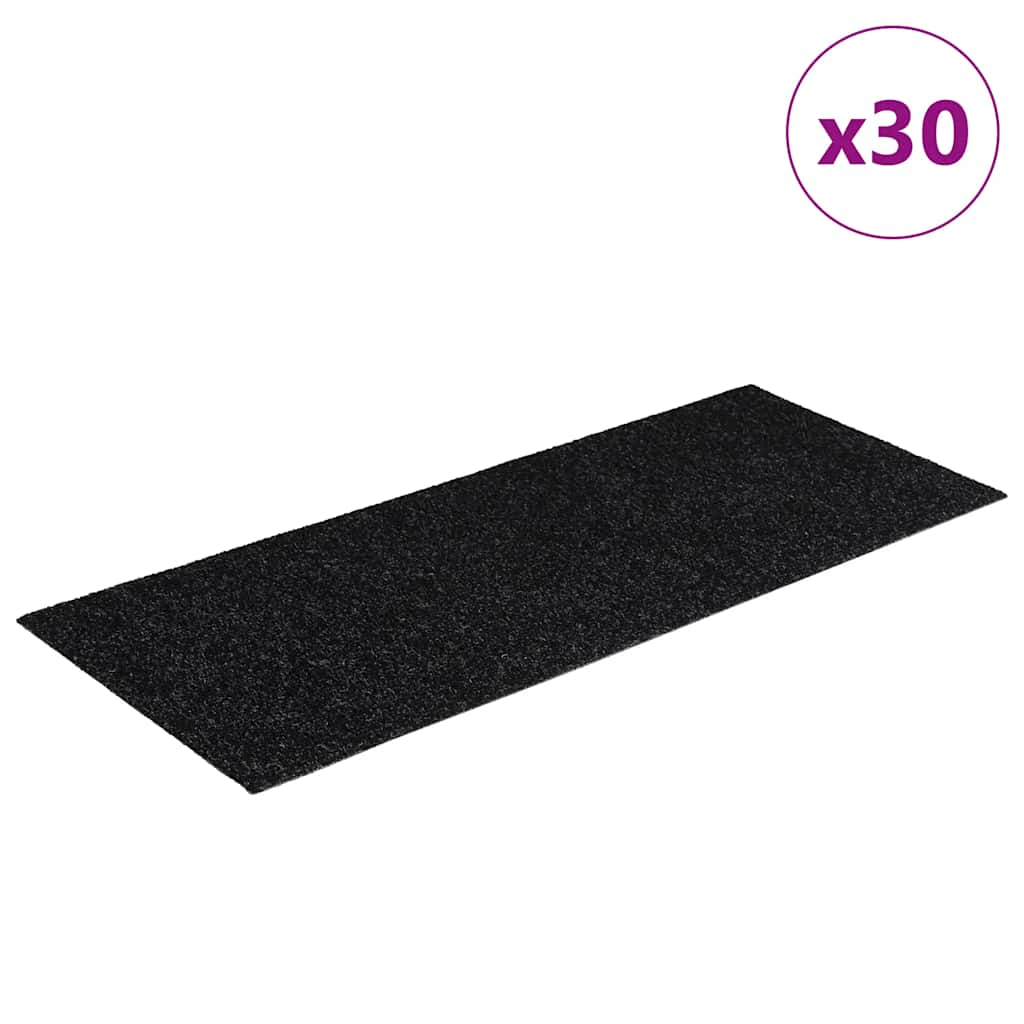 Trappmattor självhäftande 30 st svart 60x25 cm rektangulär