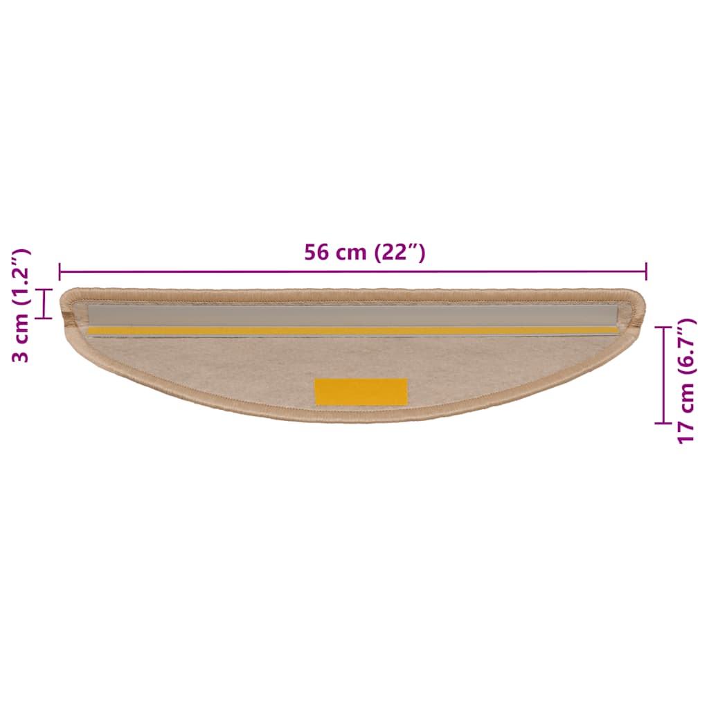 Trappmattor självhäftande sisal-look 30 st 56x17x3 cm ljusbeige