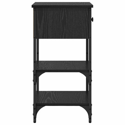 Nattduksbord med låda 2 pcs Svart Ek 33,5 x 36 x 70 cm