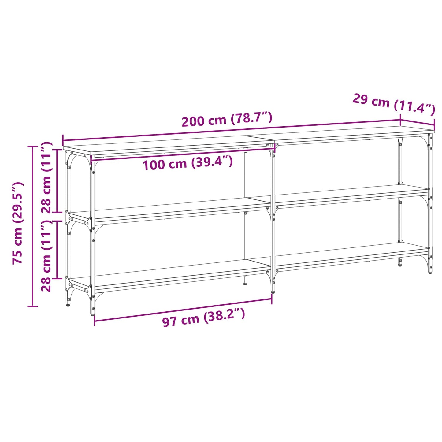 Konsolbord artisan ek 200 x 29 x 75 cm