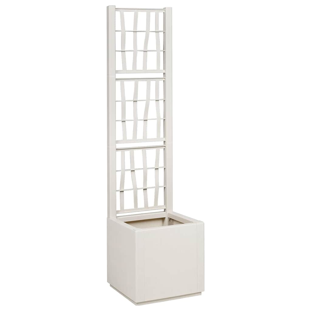 Trädgårdsplanterare med trellis Vit 36 x 36 x 140 cm PP