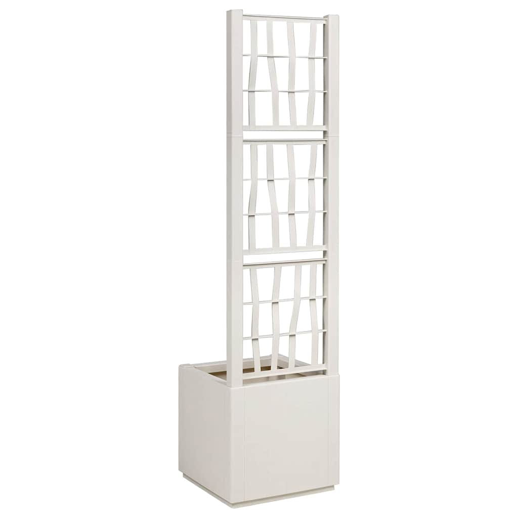 Trädgårdsplanterare med trellis Vit 36 x 36 x 140 cm PP