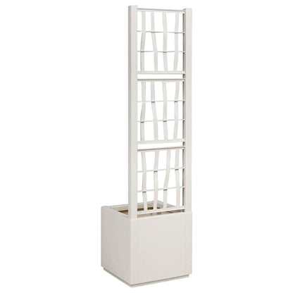 Trädgårdsplanterare med trellis Vit 36 x 36 x 140 cm PP