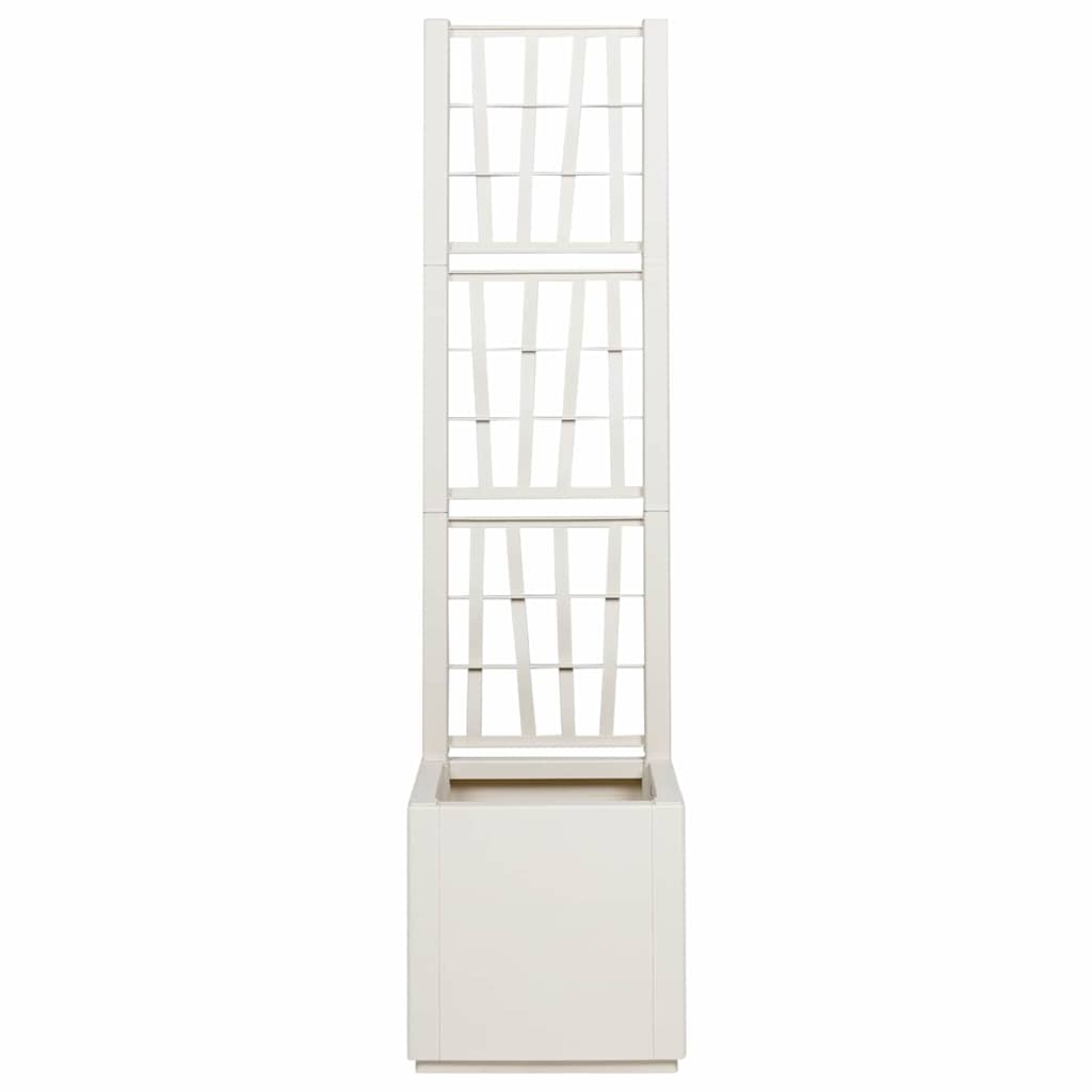 Trädgårdsplanterare med trellis Vit 36 x 36 x 140 cm PP
