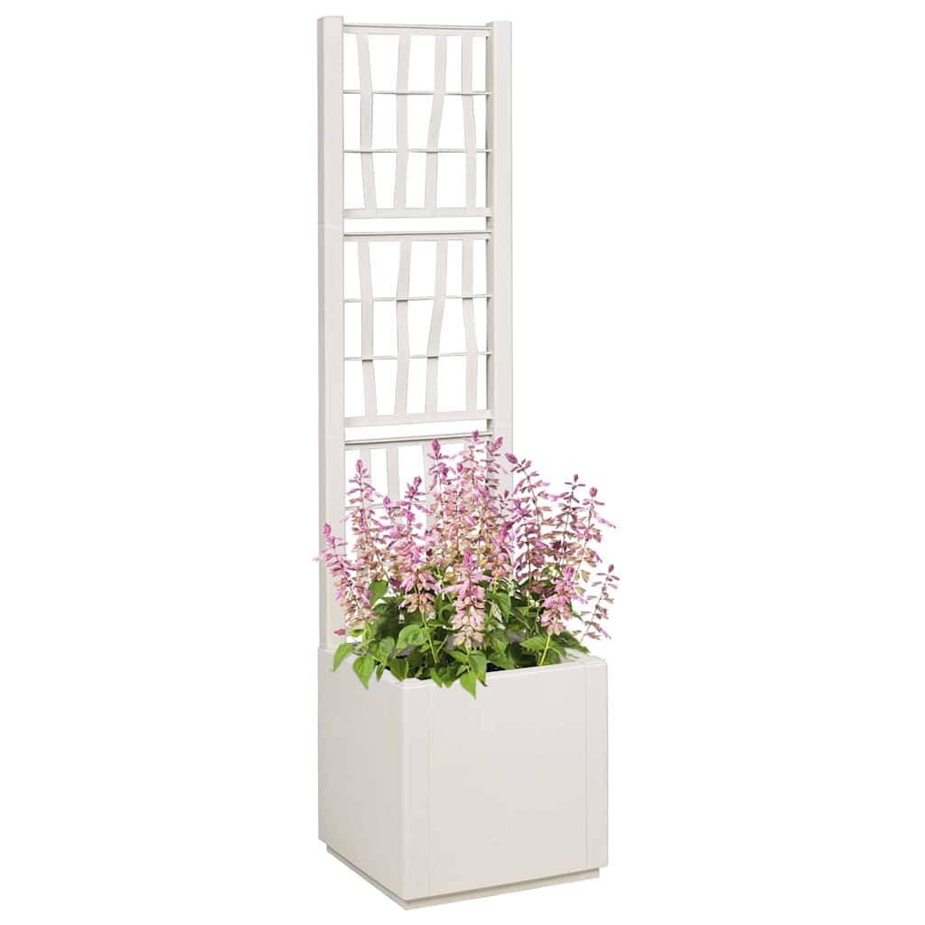 Trädgårdsplanterare med trellis Vit 36 x 36 x 140 cm PP