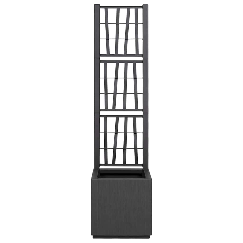 Trädgårdsplanterare med trellis Mörkgrå 36 x 36 x 140 cm PP