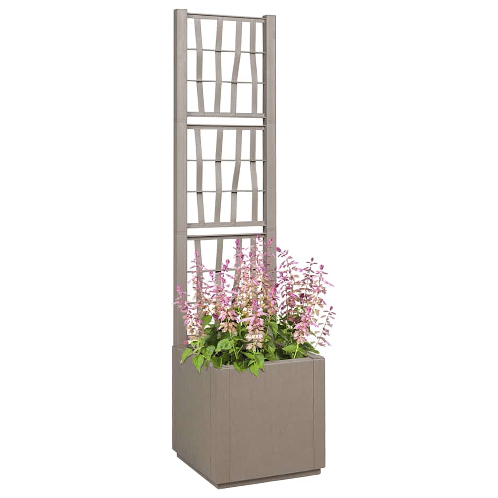 Trädgårdsplanterare med trellis Ljusbrun 36 x 36 x 140 cm PP