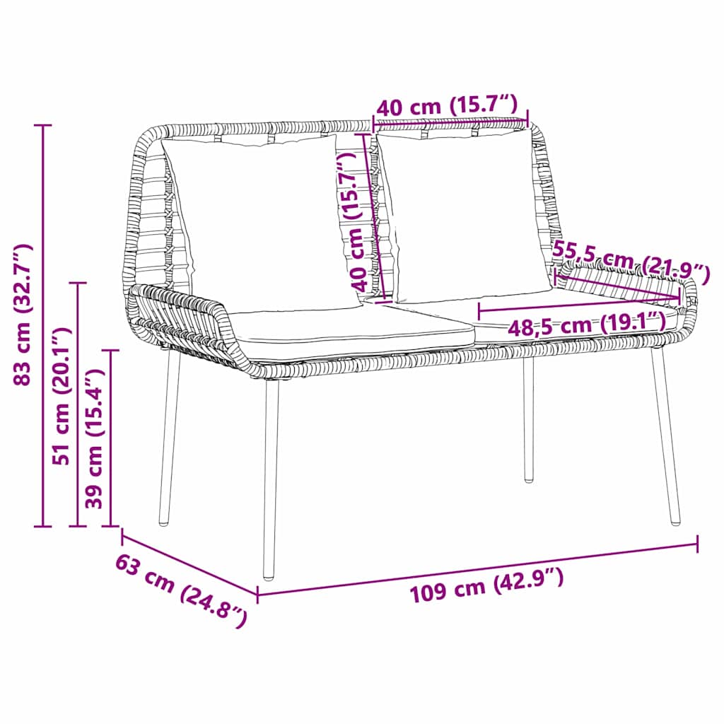 Trädgårdsbänk Brun och Kräm konstrotting