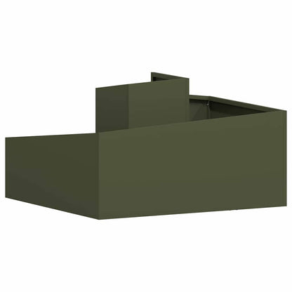 Trädgårdsplanterare Olivgrön 80 x 80 x 50 cm Kallvalsat stål