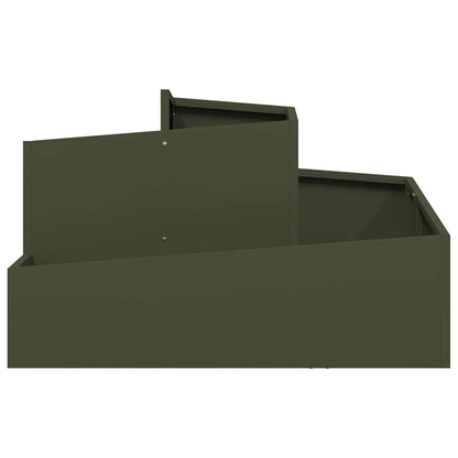 Trädgårdsplanterare Olivgrön 80 x 80 x 50 cm Kallvalsat stål