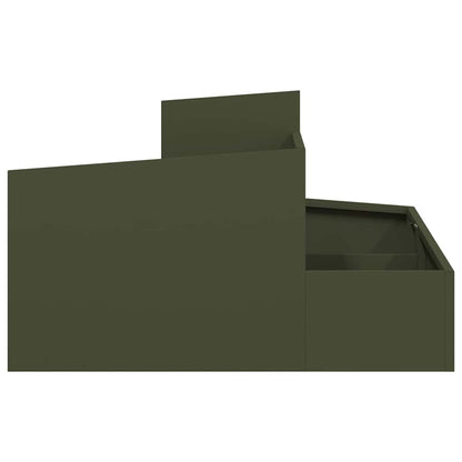 Trädgårdsplanterare Olivgrön 80 x 80 x 50 cm Kallvalsat stål