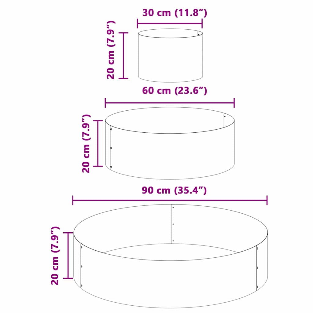 Trädgårdsplanterare Antracit 90 x 90 x 20 cm Kallvalsat stål