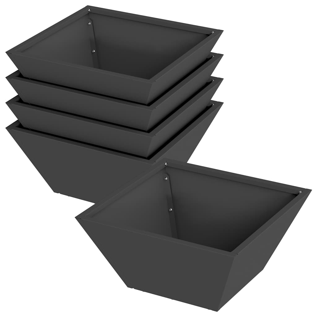 Trädgårdsplanterare 5 pcs Svart 35 x 35 x 15 cm Kallvalsat stål