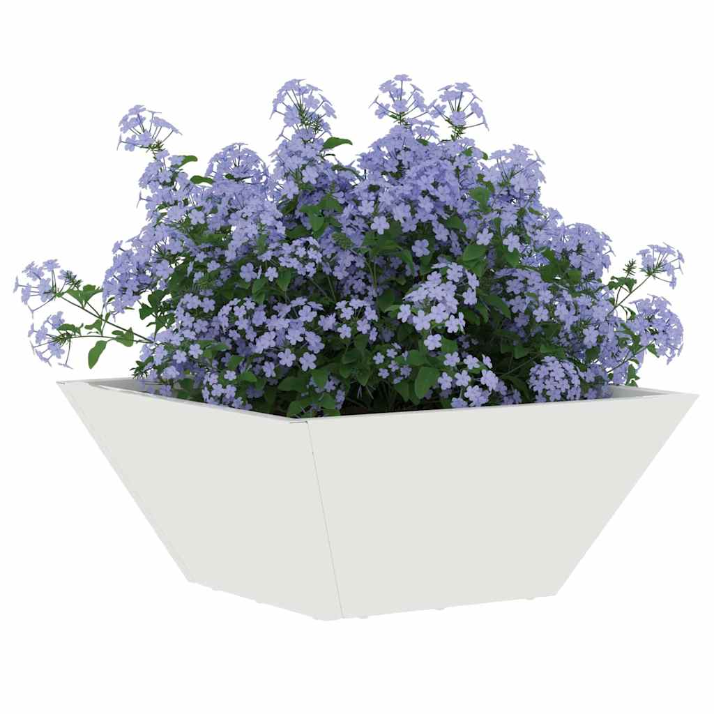 Trädgårdsplanterare Vit 35 x 35 x 15 cm Kallvalsat stål