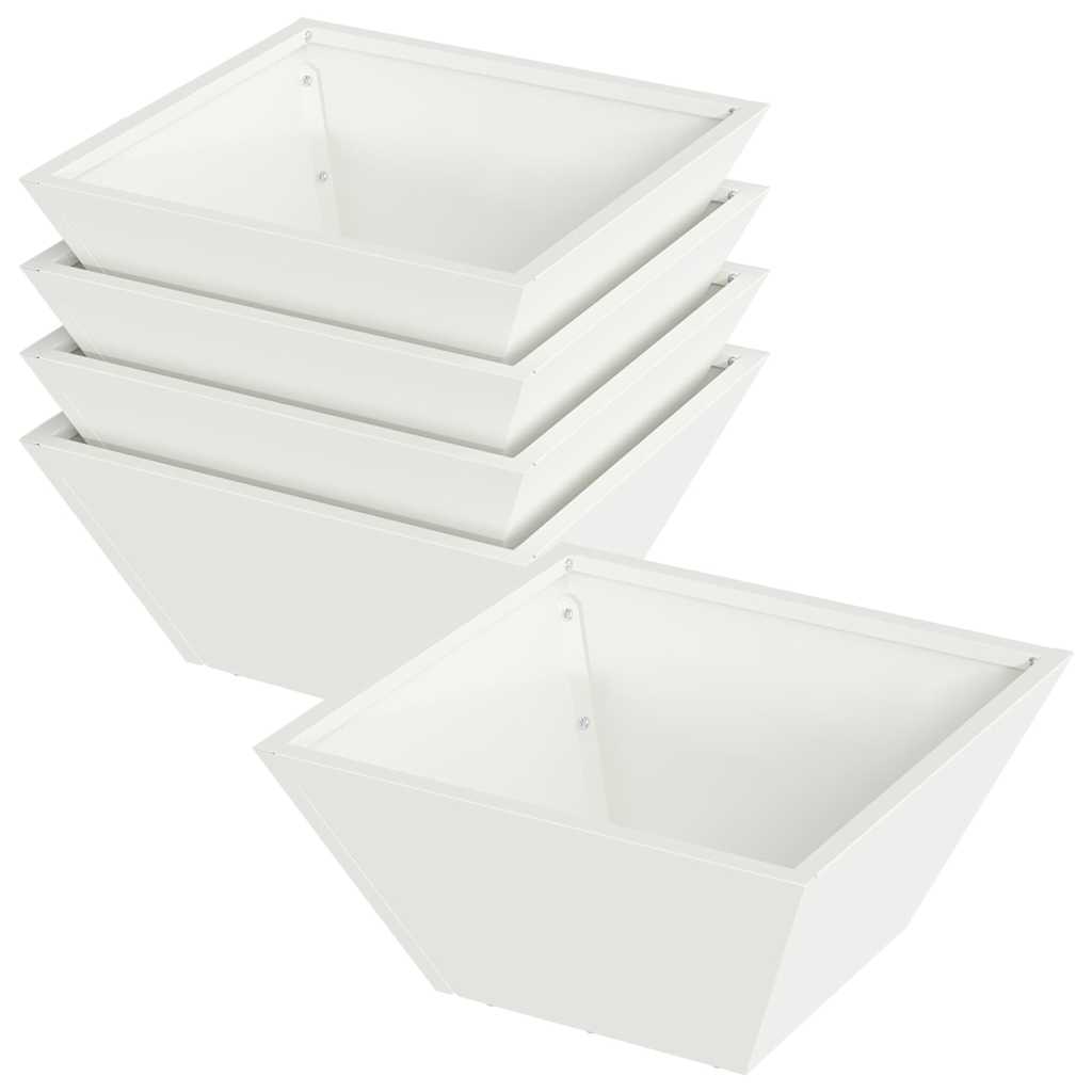 Trädgårdsplanterare 5 pcs Vit 35 x 35 x 15 cm Kallvalsat stål