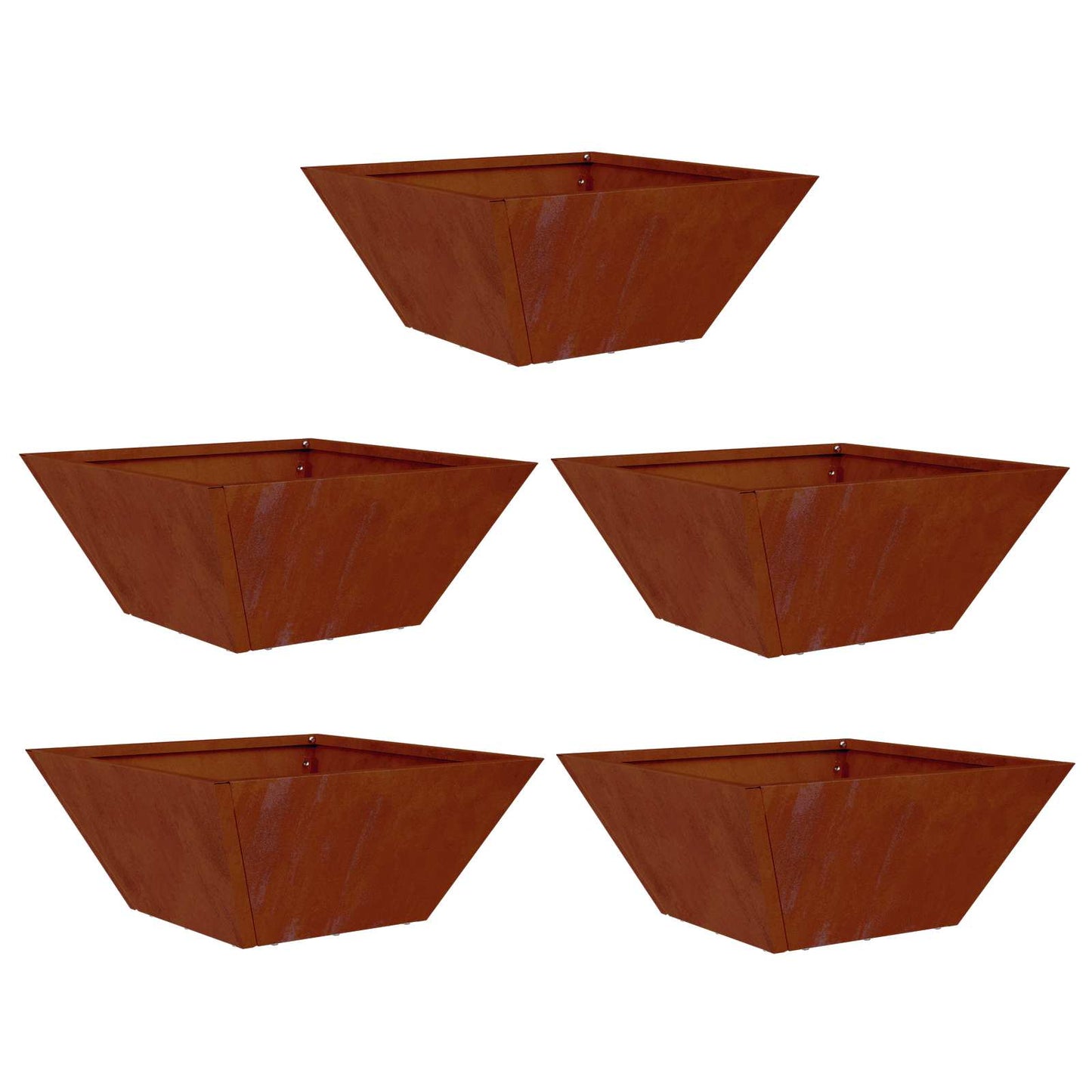 Trädgårdsplanterare 5 pcs Rostig 35 x 35 x 15 cm