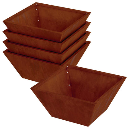 Trädgårdsplanterare 5 pcs Rostig 35 x 35 x 15 cm