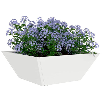 Trädgårdsplanterare Vit 40 x 40 x 15 cm Kallvalsat stål