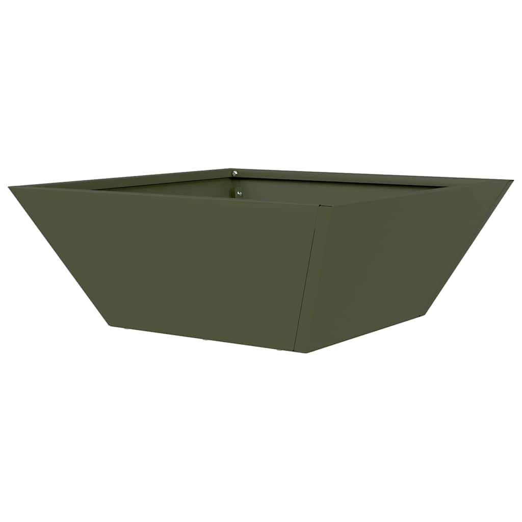Trädgårdsplanterare Olivgrön 40 x 40 x 15 cm Kallvalsat stål