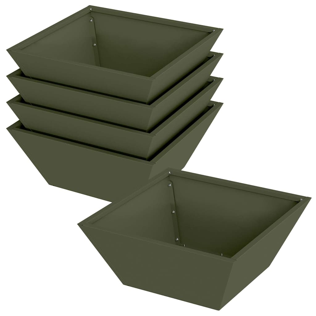 Trädgårdsplanterare 5 pcs Olivgrön 40 x 40 x 15 cm