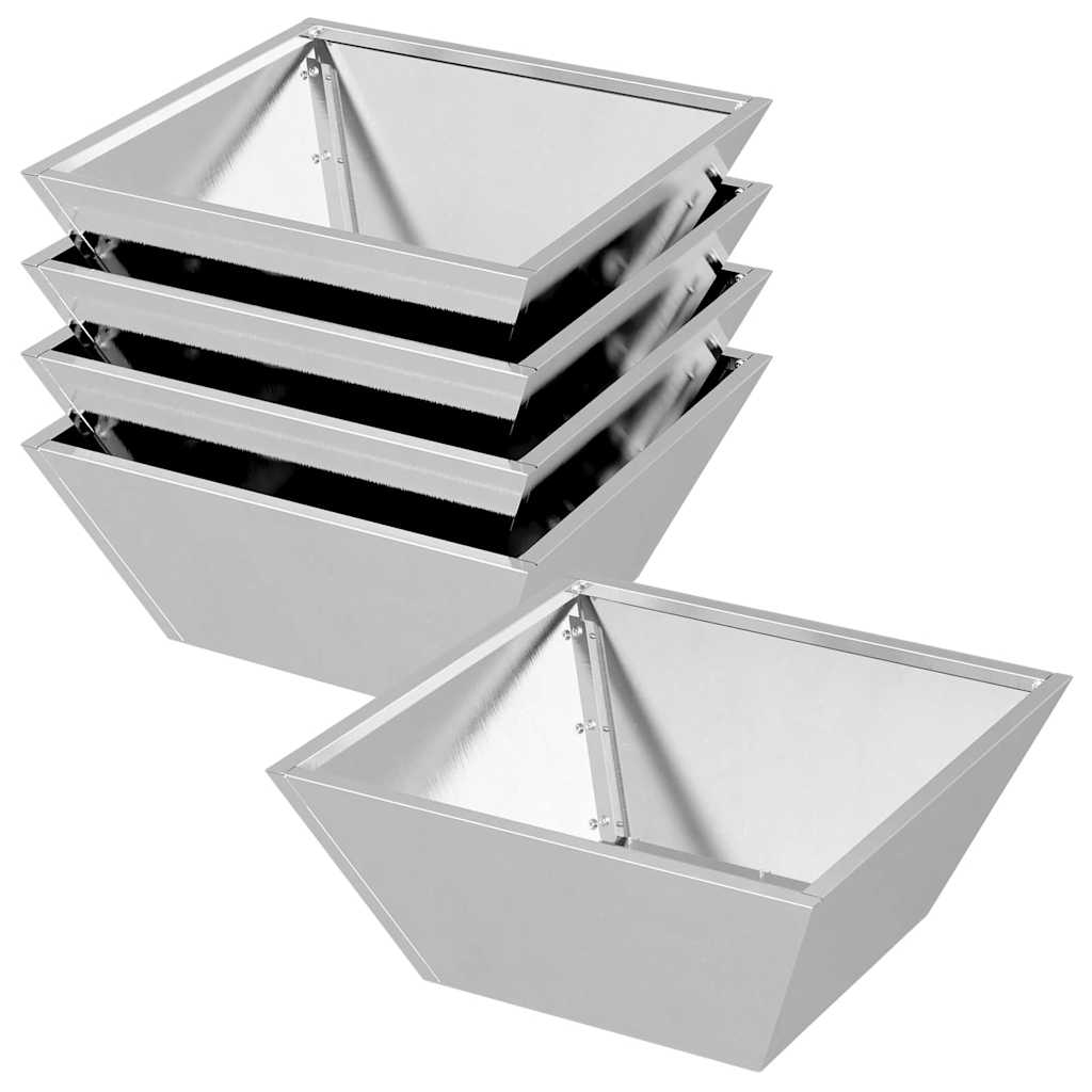 Trädgårdsplanterare 5 pcs Silver 40 x 40 x 15 cm Rostfritt stål