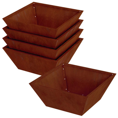 Trädgårdsplanterare 5 pcs Rostig 40 x 40 x 15 cm