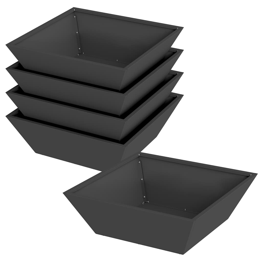 Trädgårdsplanterare 5 pcs Svart 50 x 50 x 15 cm Kallvalsat stål