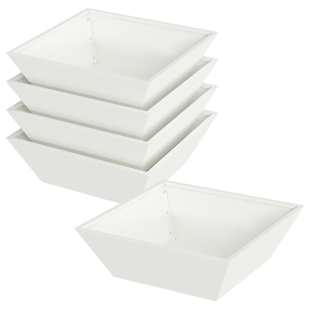 Trädgårdsplanterare 5 pcs Vit 50 x 50 x 15 cm Kallvalsat stål
