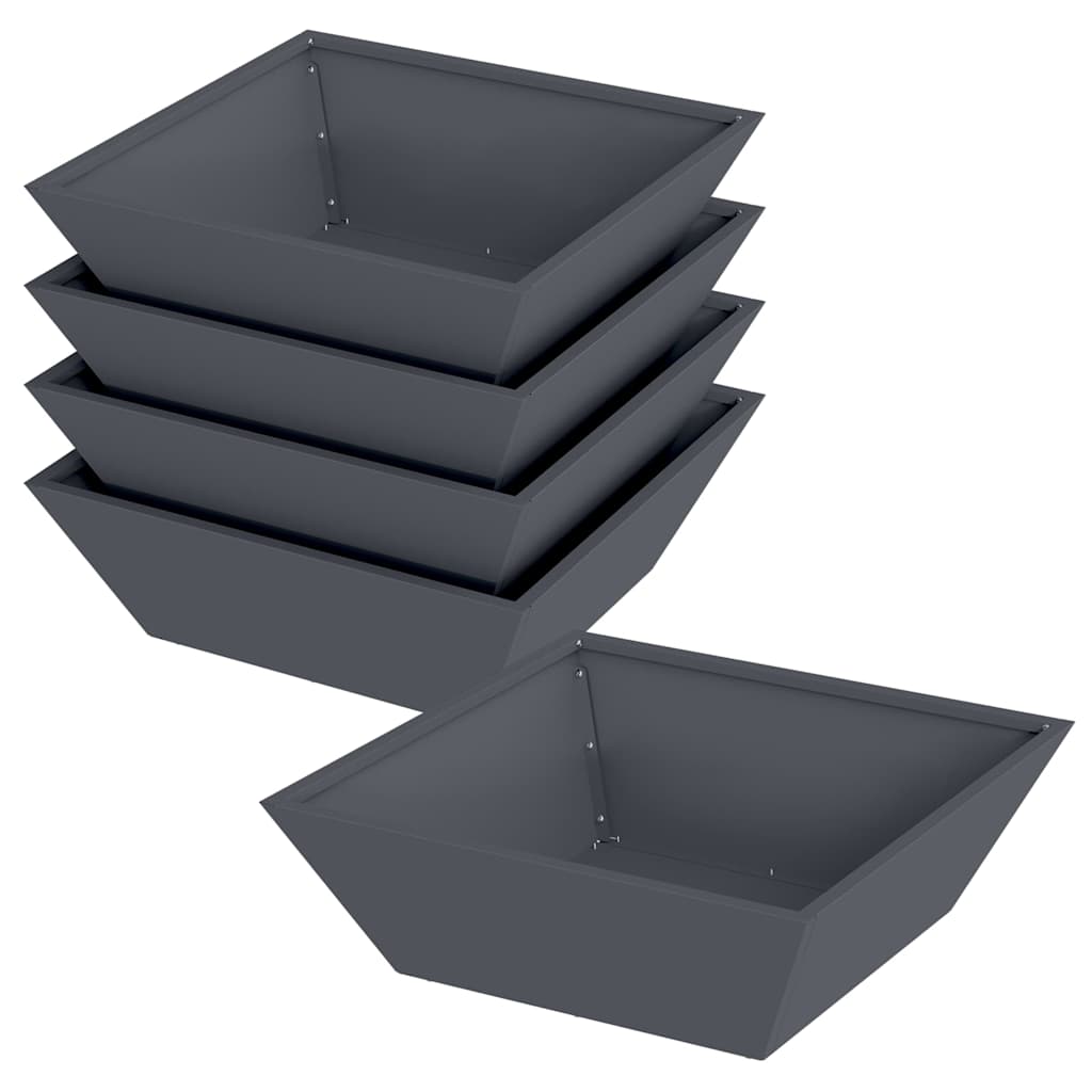 Trädgårdsplanterare 5 pcs Antracit 50 x 50 x 15 cm