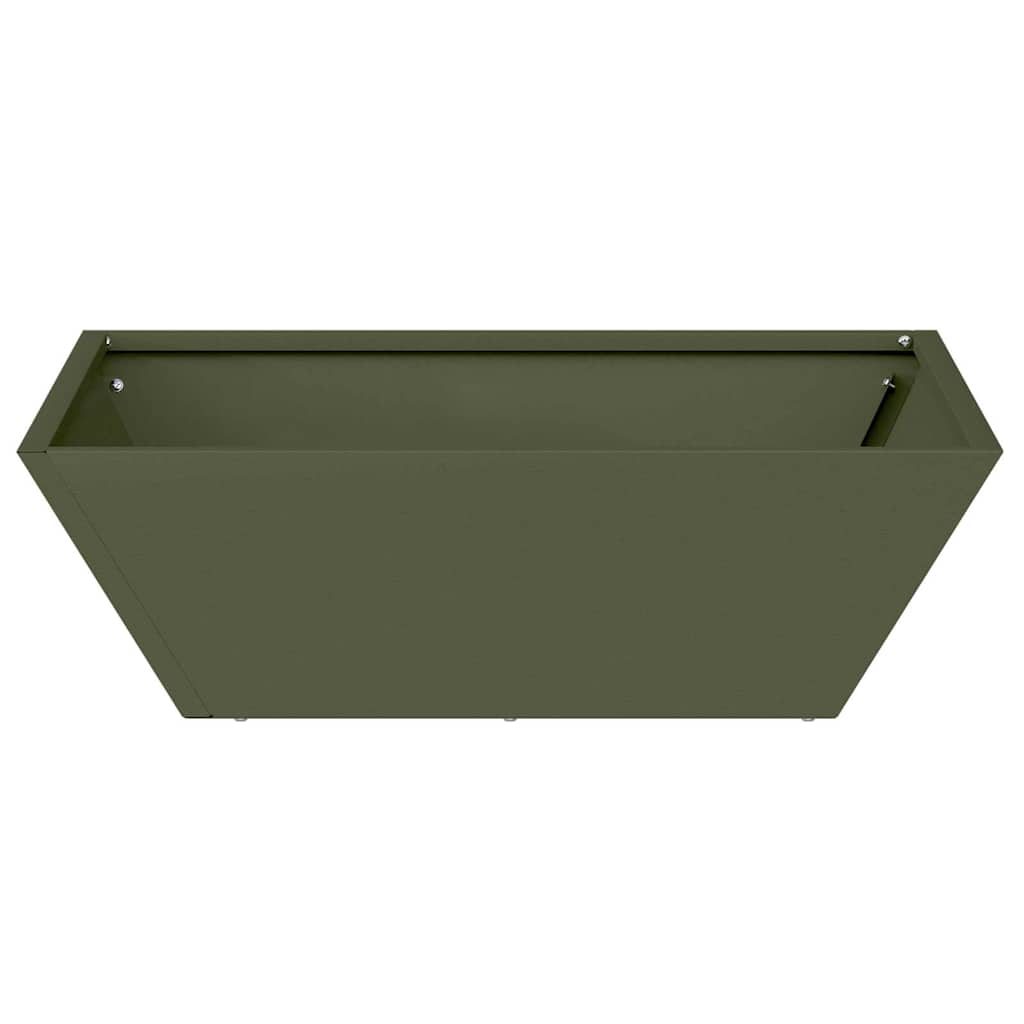 Trädgårdsplanterare Olivgrön 50 x 50 x 15 cm Kallvalsat stål