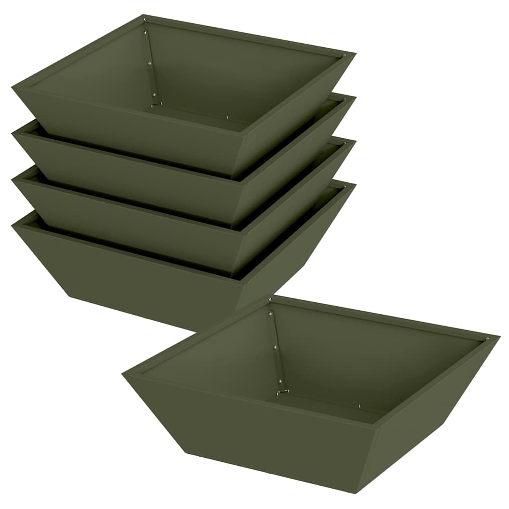 Trädgårdsplanterare 5 pcs Olivgrön 50 x 50 x 15 cm