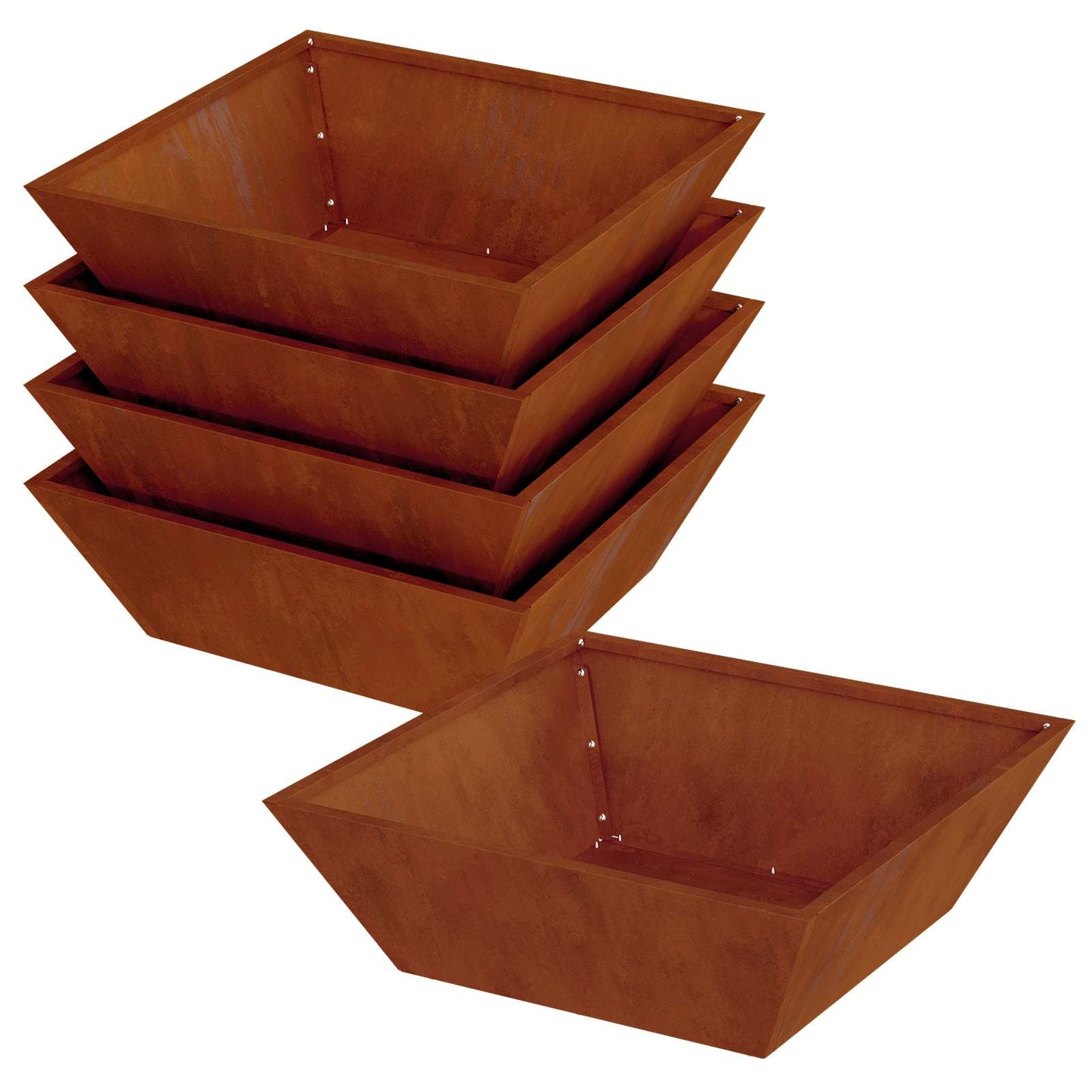 Trädgårdsplanterare 5 pcs Rostig 50 x 50 x 15 cm