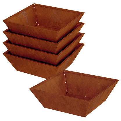 Trädgårdsplanterare 5 pcs Rostig 50 x 50 x 15 cm