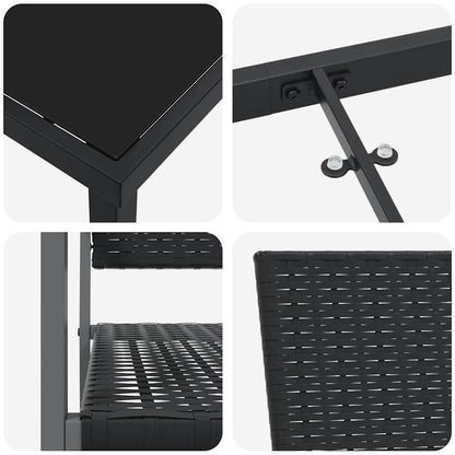 Trädgårdsmöbelset 3 pcs Svart PE Rattan