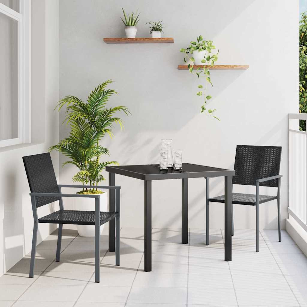Trädgårdsmöbelset 3 pcs Svart PE Rattan