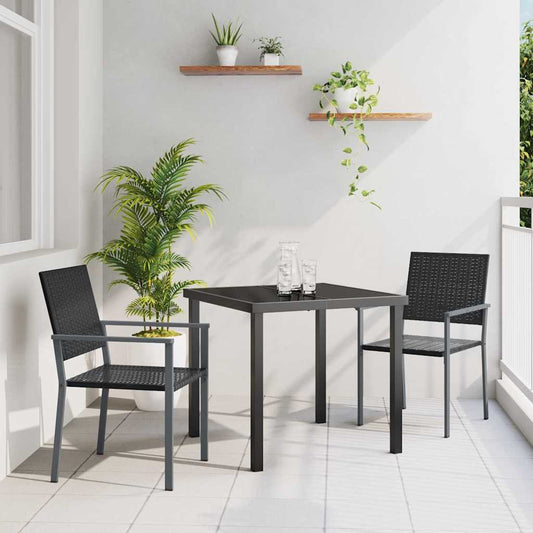 Trädgårdsmöbelset 3 pcs Svart PE Rattan