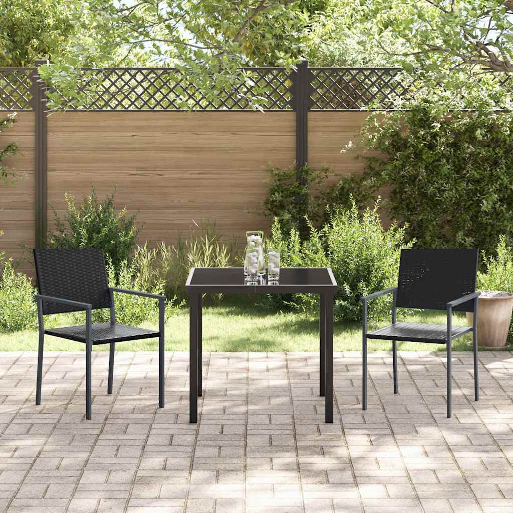 Trädgårdsmöbelset 3 pcs Svart PE Rattan