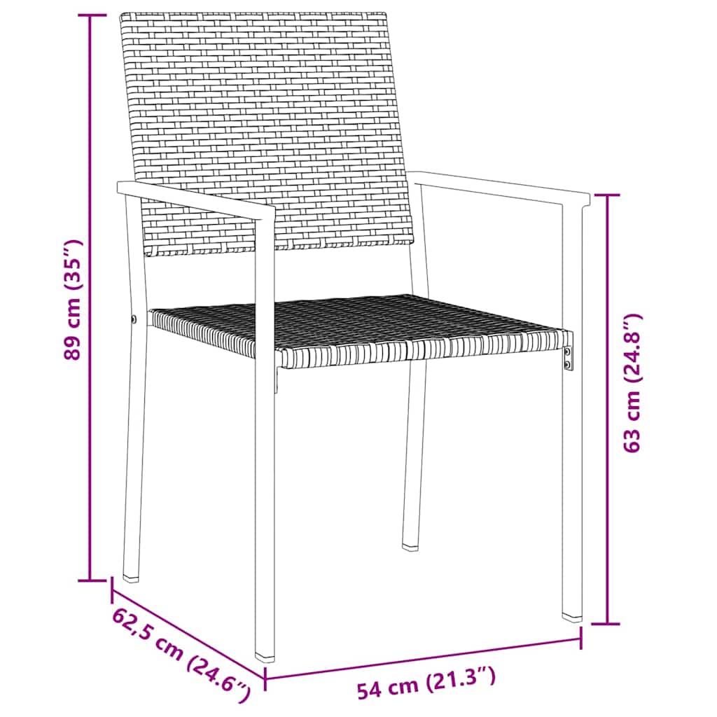 Trädgårdsmöbelset 3 pcs Svart PE Rattan