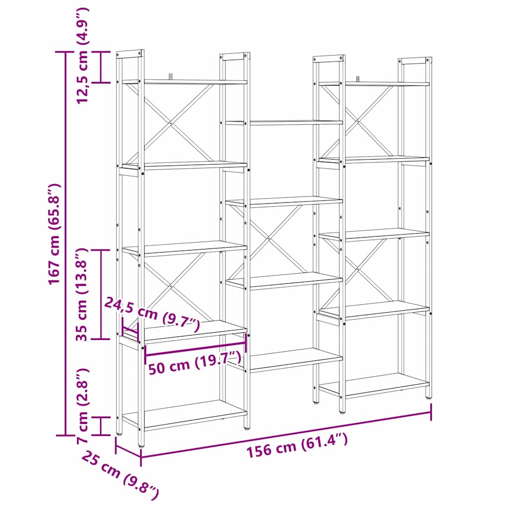 Hyllsystem Artisan Ek 156 x 25 x 167 cm Konstruerat trä