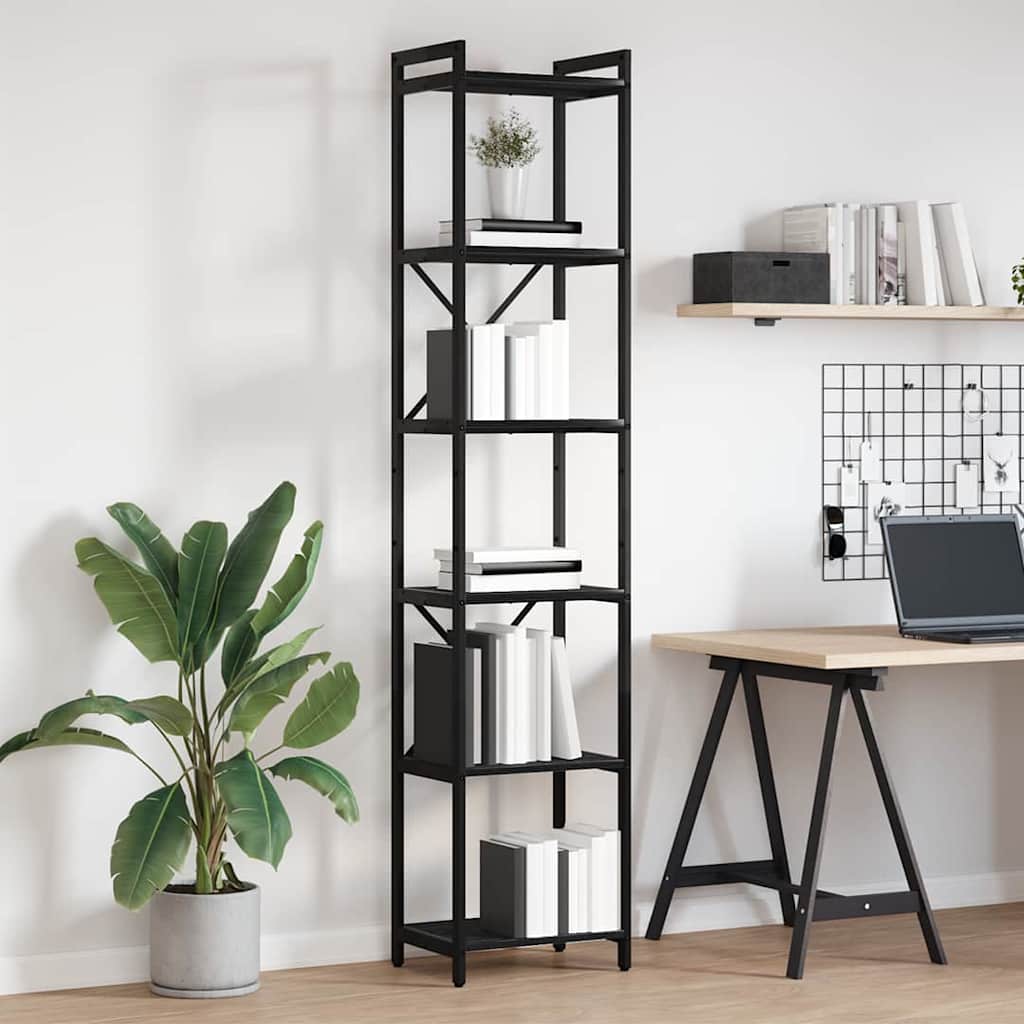 Hyllsystem Svart Ek 40 x 30 x 189,5 cm Konstruerat trä