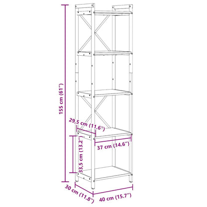 Hyllsystem Gammalt trä 40 x 30 x 155 cm Konstruerat trä