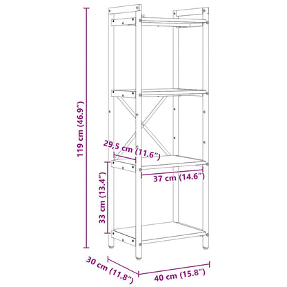 Hyllsystem Rökt ek 40 x 30 x 85 cm Konstruerat trä