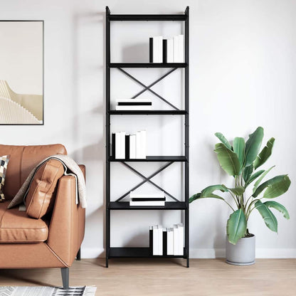 Hyllsystem Svart Ek 40 x 30 x 85 cm Konstruerat trä