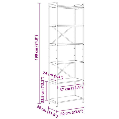 Hyllsystem Svart Ek 40 x 30 x 85 cm Konstruerat trä