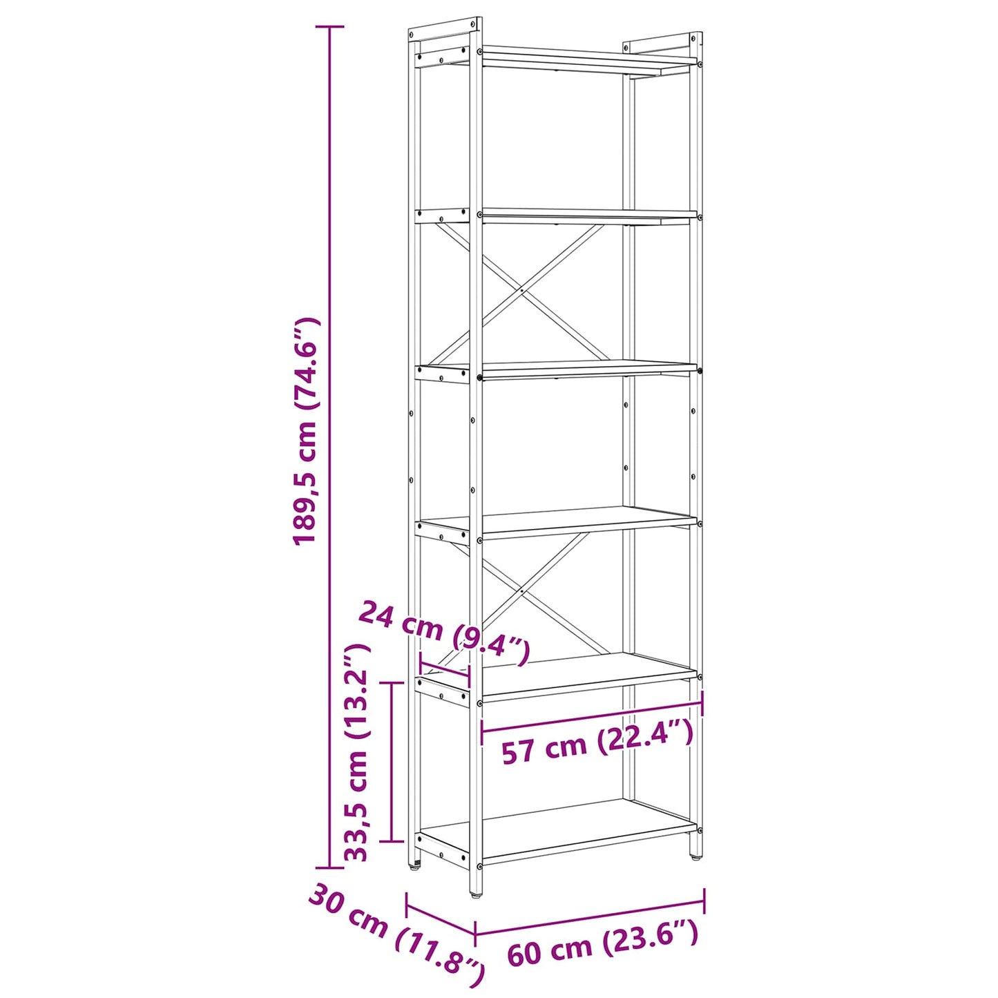 Hyllsystem Artisan Ek 40 x 30 x 85 cm Konstruerat trä